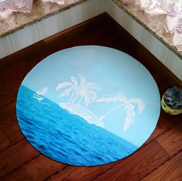 3D океанский пейзаж круглые коврики для детской комнаты Коврик ванны коврик