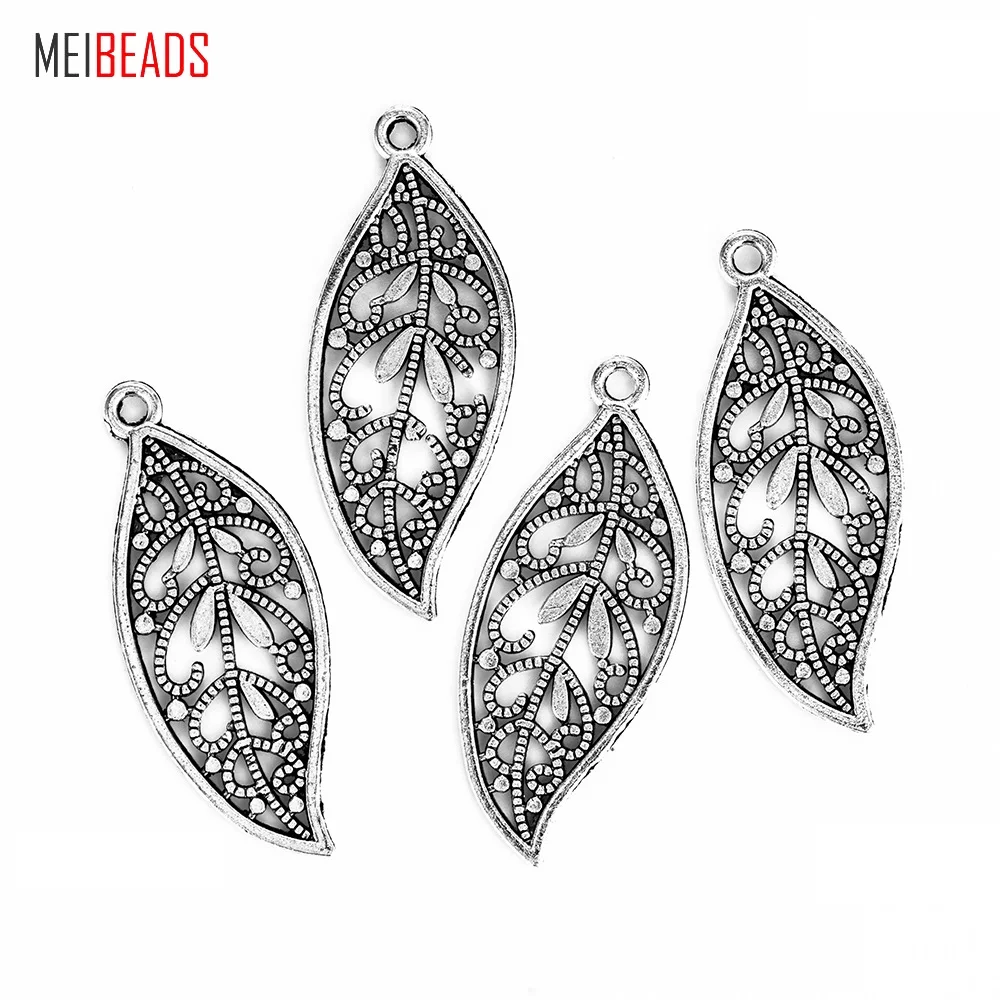 MEIBEADS 10 шт./лот старинный серебристый цвет сплав тип листа браслет и ожерелье