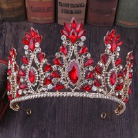 forseven gold color crystal gem bride tiaras and crowns rhinestone headpiece hair jewelry wedding bridal hair accessories jl