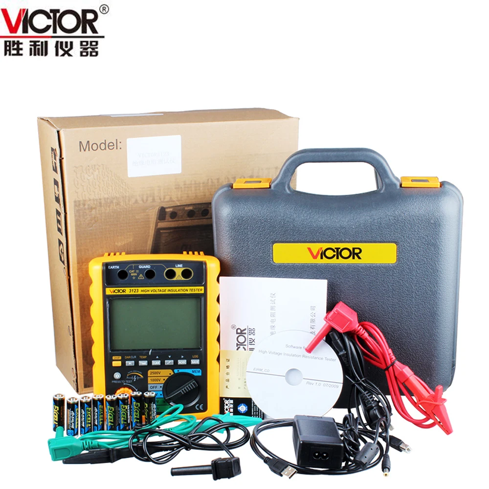 Высоковольтный мегомметр Victor VC3123 цифровой тестер сопротивления изоляции 250 В ~ 2500