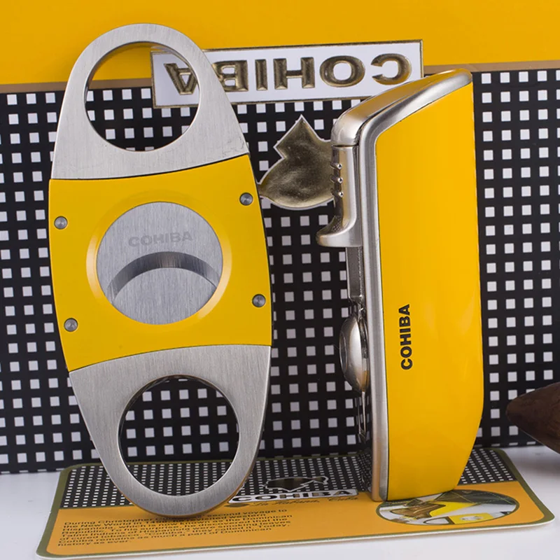 COHIBA нержавеющая сталь резак для сигар гильотина металлическая ветрозащитная 3