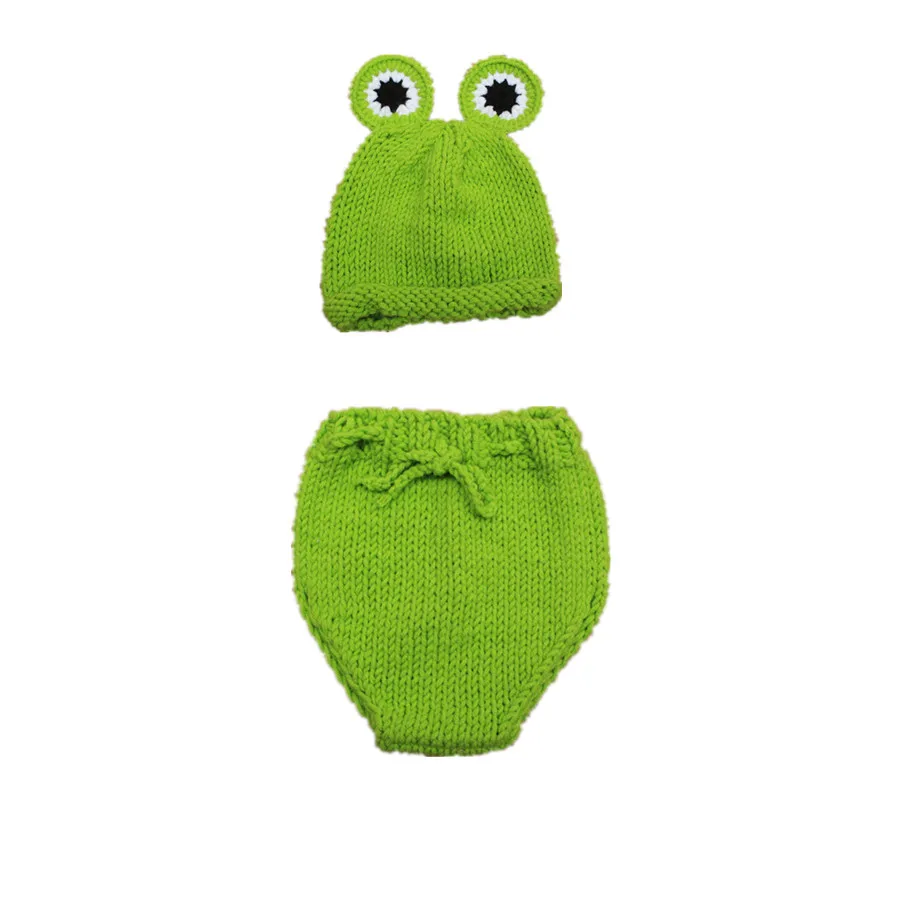 Ручная вязка Детская фотография Реквизит лягушка мультфильм детская одежда