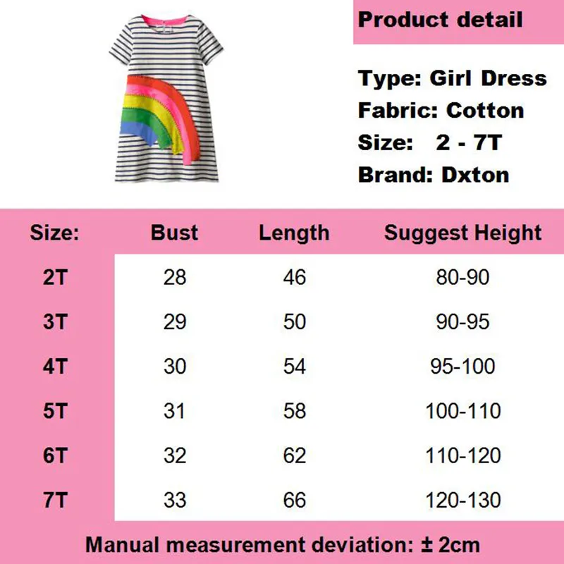 Dxton Girl Summer Clothing Rainbow Dress Sequined 2019 Kids for Girls Cartoon Children Vestidos Stripe Dresses | Детская одежда и