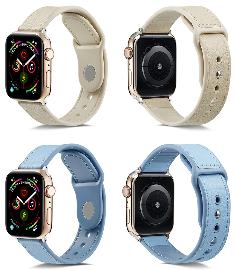 Кожа+ силикон correa для Apple Watch 4 ремешок 42 мм 38 мм 44 мм 40 мм браслет iwatch Band 3 2 аксессуары