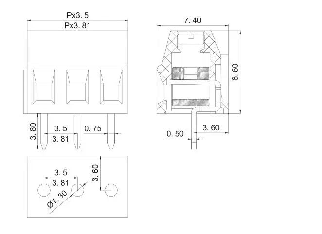 

50pcs Screw type PCB terminal block XK128-3.5MM terminal block green minimum terminal block Connector and terminal/line arc