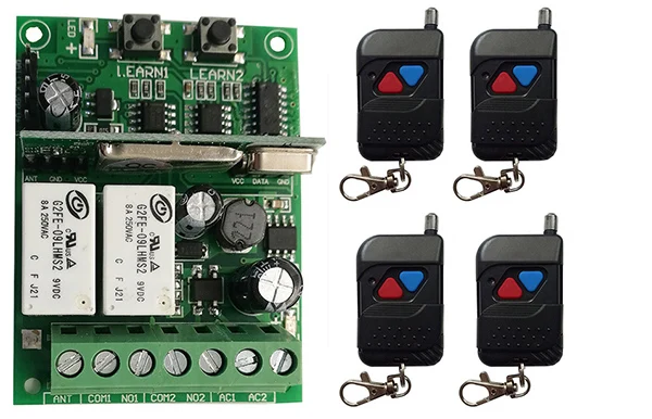 

Индивидуальный код обучения DC9V 12V 24V 10A 2CH RF беспроводной пульт дистанционного управления релейный переключатель системы безопасности Гаражные Двери электрические двери