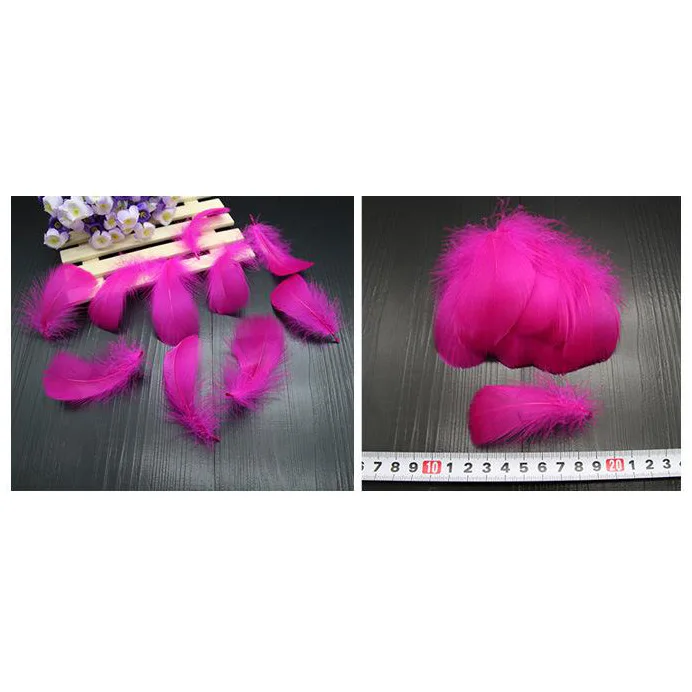 Rose red 100 шт 3-5 дюймов 6-12 см DIY окрашенное гусиное перо Радуга перо воздушный шар заполнение свадебное платье DIY декоративные аксессуары перья - Цвет: Rose red