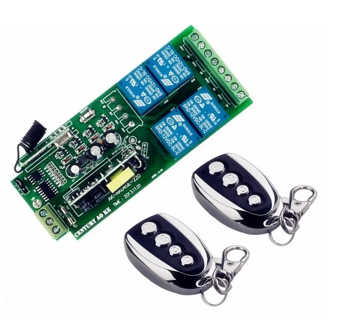 AC85V~250V 110V 220V 4CH RF Wireless Remote Control System/Radio Switch 2*remote &amp 1* receiver for Appliances Gate Garage Door |