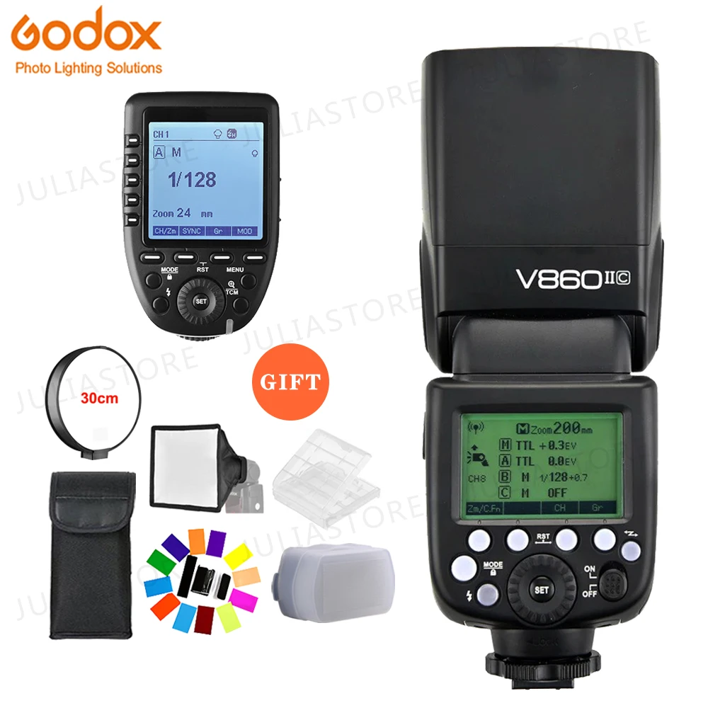 Вспышка Godox V860II-C V860IIC Speedlite GN60 HSS 1/8000s TTL + беспроводной передатчик Xpro-C для Canon 5D 7D 6D |