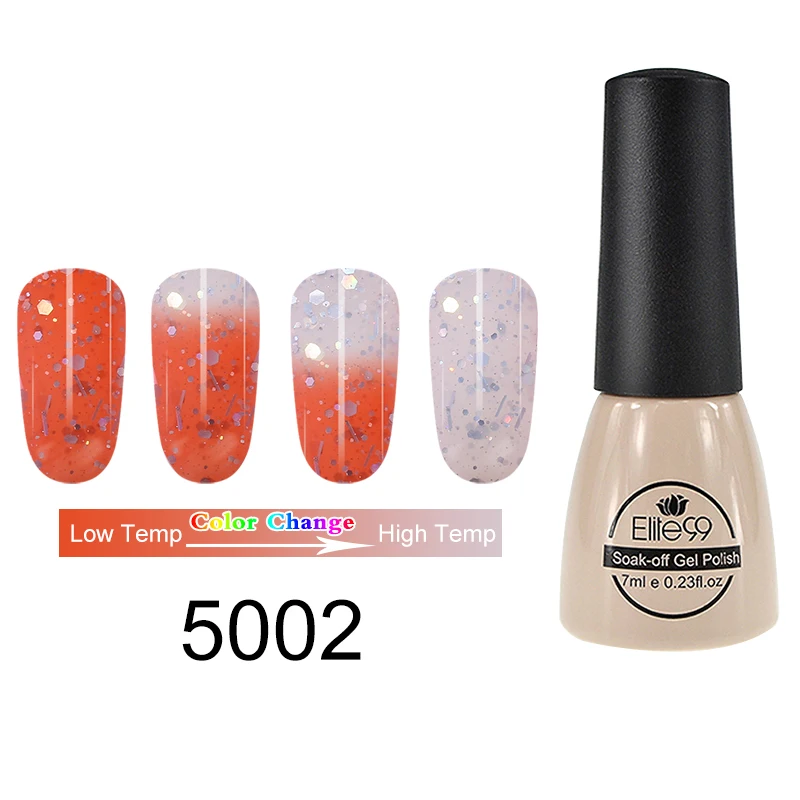 5002-7ml Elite99 термальный гель для ногтей, меняющий цвет, голографический лак для ногтей, блеск для горячей холодной температуры, отмачиваемый УФ-Гель-лак для ногтей - Цвет: 5002-7ml