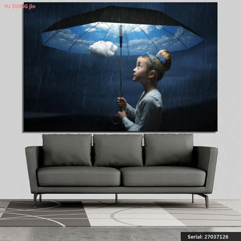 Абстрактная картина маслом Rain Little girls Still life рисование искусство спрей холст без