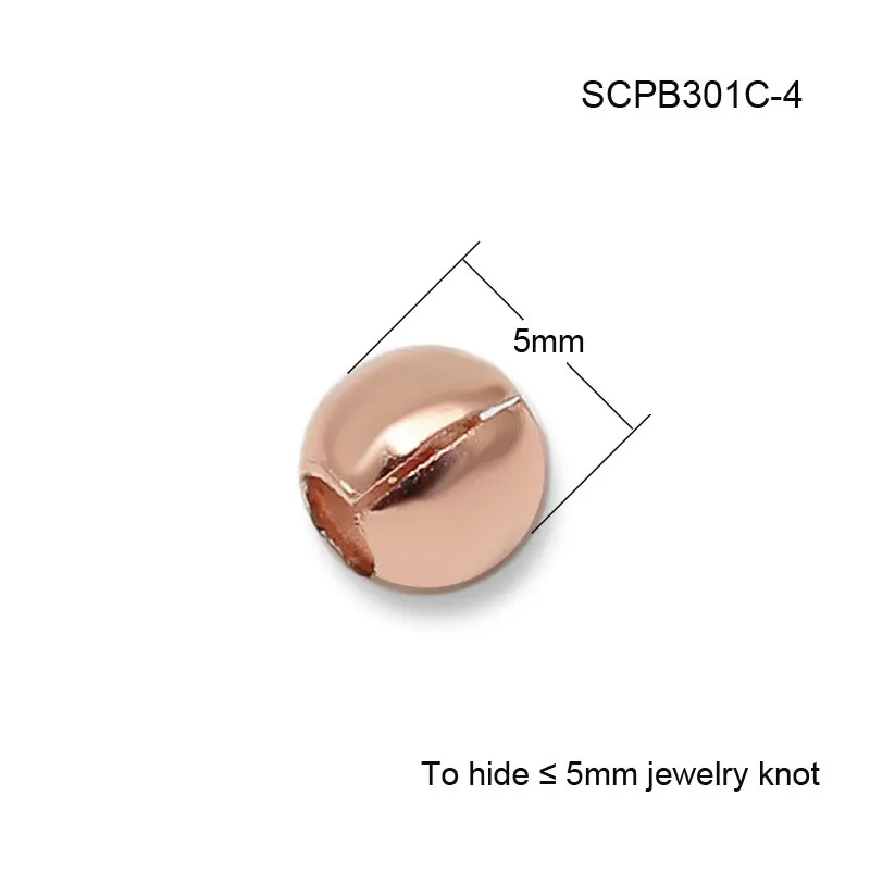 5mm Rose Gold Color 3 мм, 4 мм, 5 мм, 925 пробы, Серебряный конец, Обжимные бусины, накладки, бусины, колпачки, фурнитура для ювелирных изделий, аксессуары, 100 шт./лот, SCPB301 - Цвет: 5mm Rose Gold Color