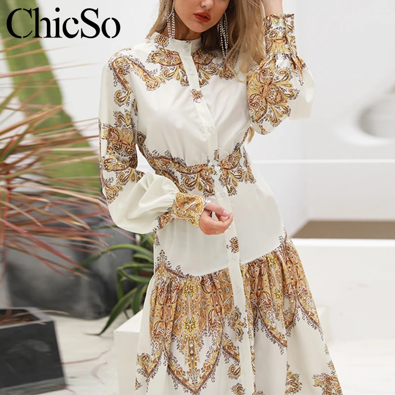 Женское длинное платье рубашка MissyChilli винтажное пляжное макси с цветочным