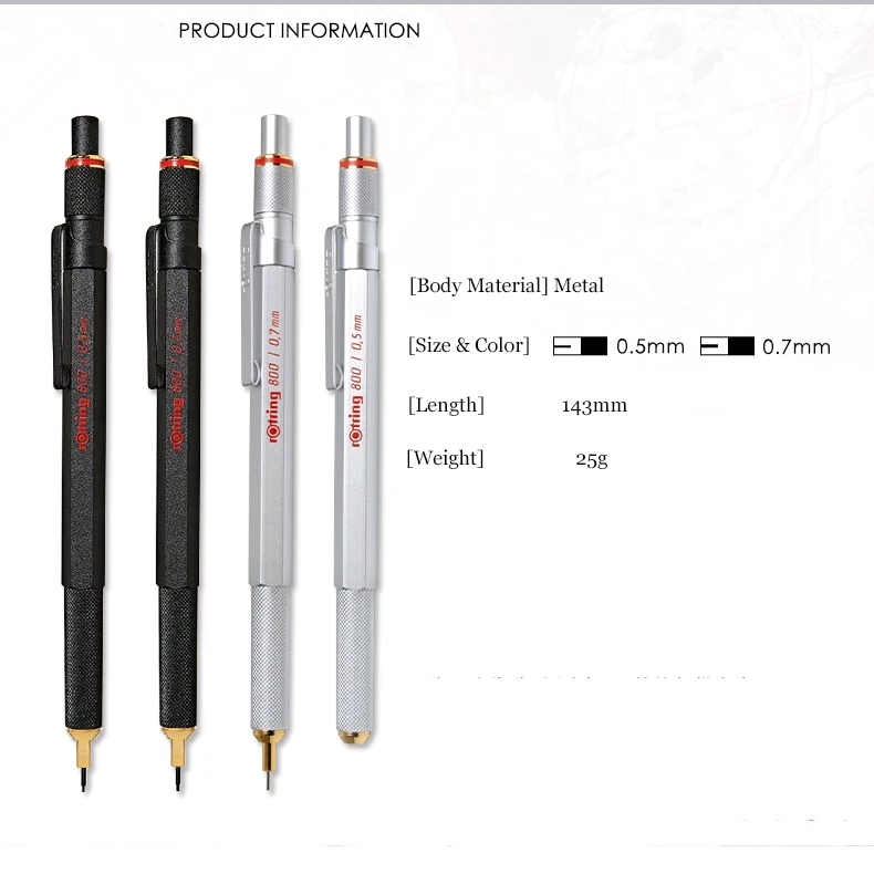Немецкие механические карандаши Rotring 800 0 5 мм 7 профессиональная металлическая