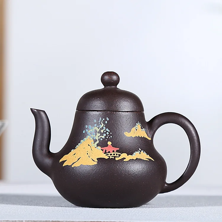 

Dark-red Enameled Pottery Teapot Black Gold Just Kung Fu Tea Have Ustin Teapot A Piece Of Generation Hair Direct Selling