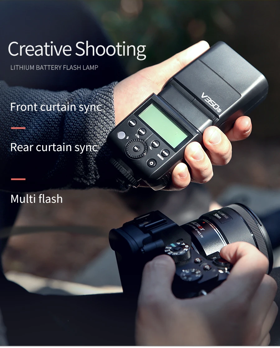 Вспышка Godox V350F ttl HSS 1/8000s со встроенной литий-ионной батареей 2000 мАч с передатчиком триггера Xpro-F для камеры Fujifilm