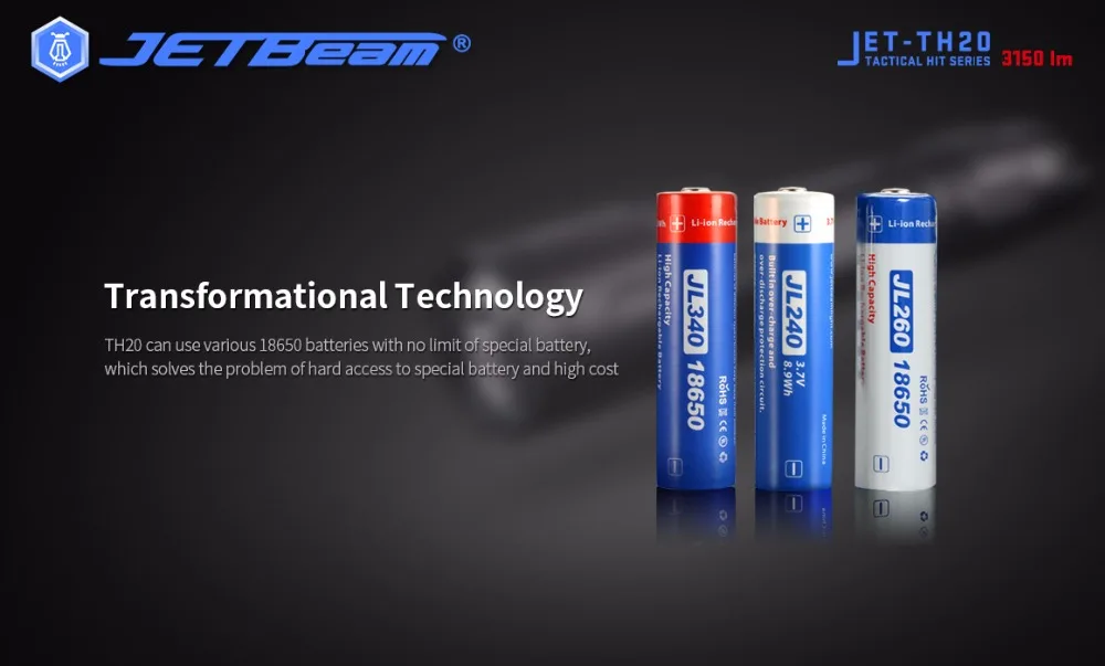 Новейший тактический фонарь JETBeam TH20 CREE XHP70 светодиодный 3150 люмен с литий-ионным аккумулятором 18650(оранжевая зернистая чашка