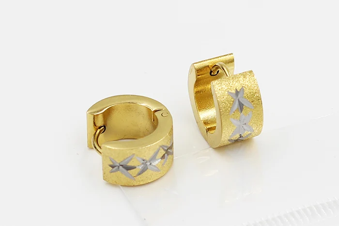 LUXUKISSKIDS Золотой обод кольцо корейские серьги 316l нержавеющая сталь Комплект