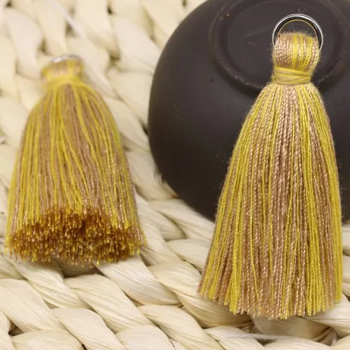 Yellow Khaki Смешанный хлопок бахрома 5,5 см Красочные кисточки Богемия Ювелирные изделия Поиск DIY браслет ожерелье изготовление принадлежности аксессуары 10 шт - Цвет: Yellow Khaki