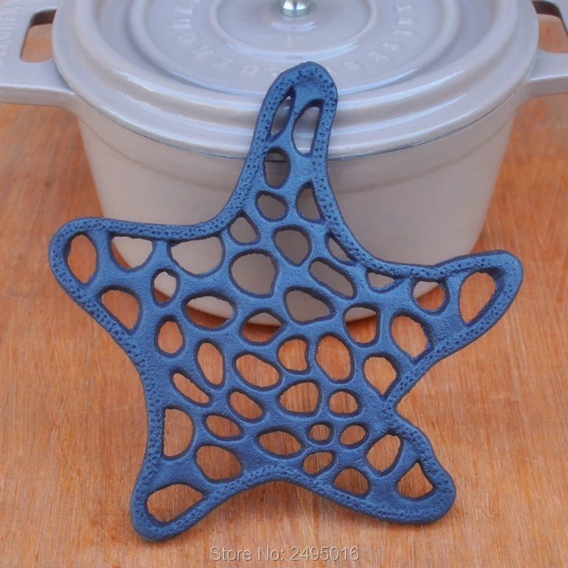 Декоративный чугунный тривет для кухни или обеденного стола | с рисунком морской