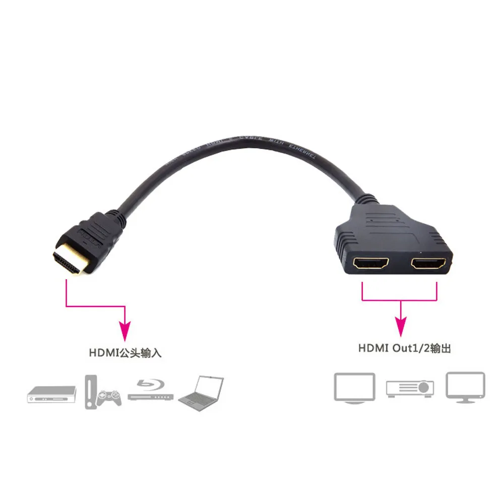 HDMI 1 2 раздельный двойной сигнальный адаптер кабель конвертера для видео ТВ HD tv