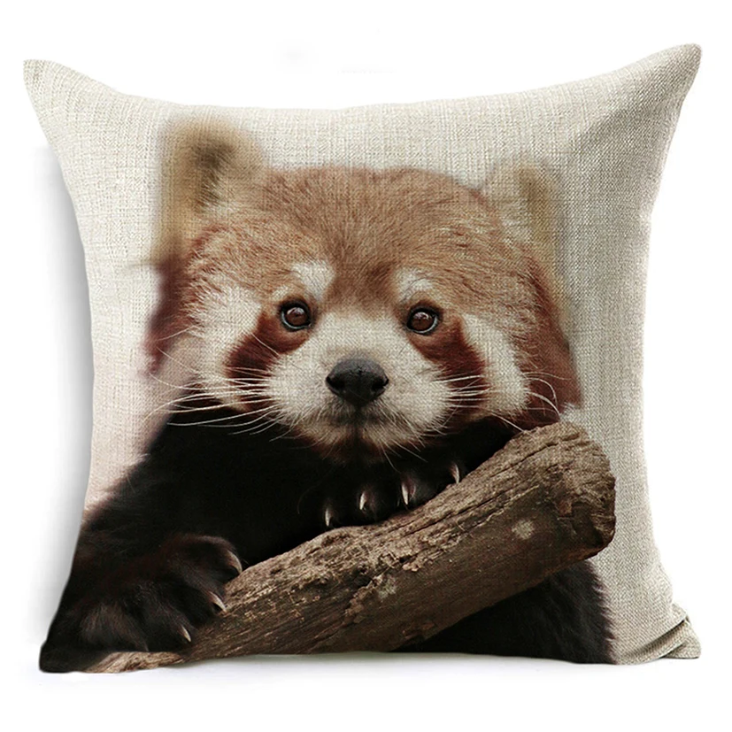 WZH Printed Animals Cushion Cover 45x45cm Linen Decorative Pillow Cover Sofa Bed Pillow Case - Цвет: 8