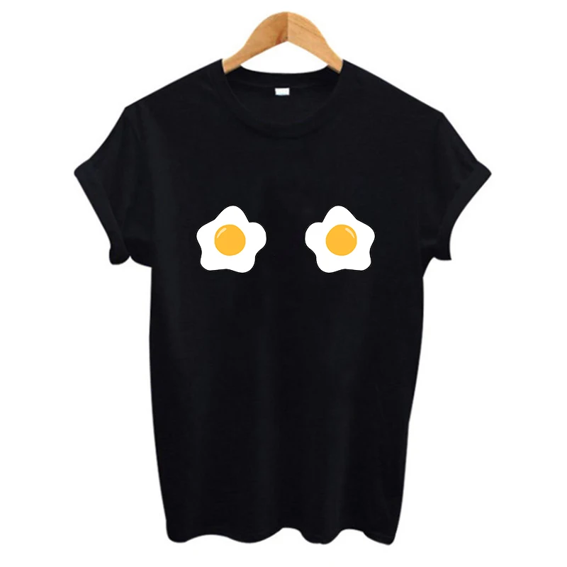 2019 новые летние футболки ctue Egg yolk с забавным принтом женские хлопковые топы