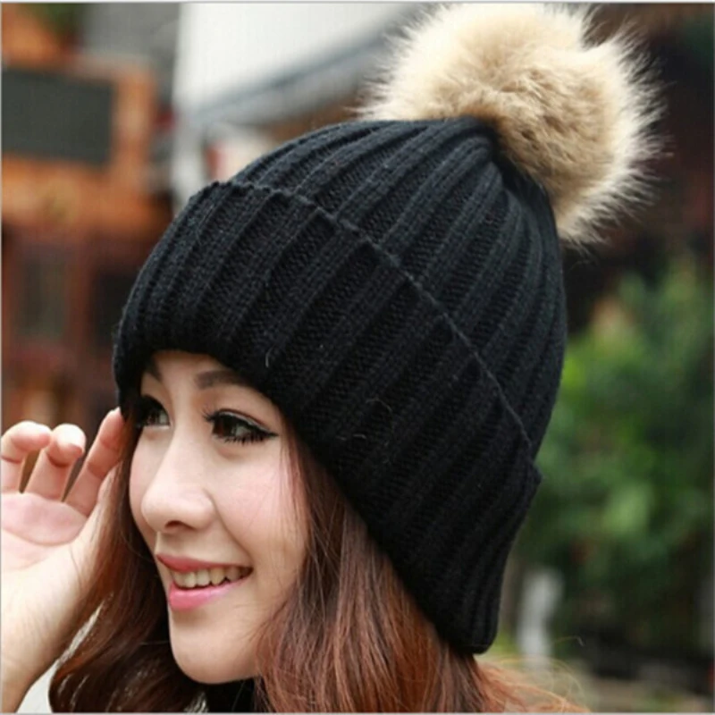 Новая модная женская зимняя теплая шапка шикарная черная шерстяная одежда