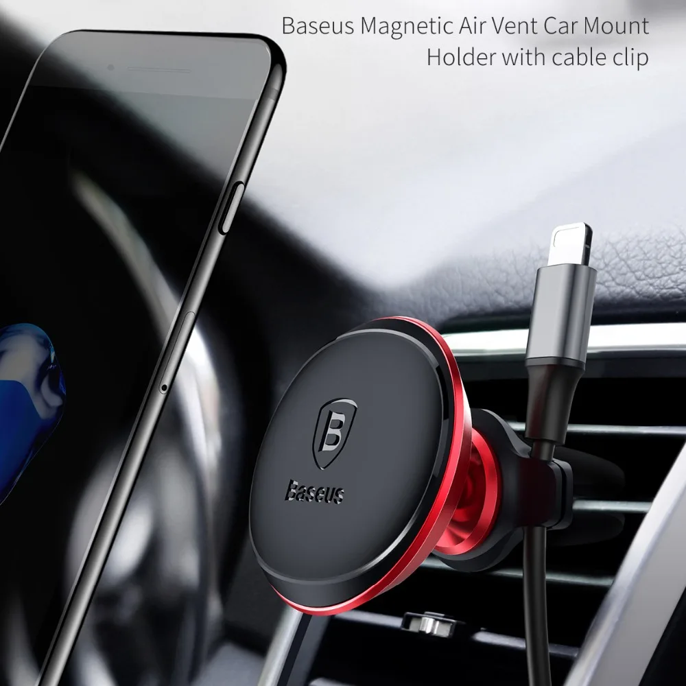 baseus magnetic car holder for mobile phone magnet air vent mount holder stand for iphone xiaomi car phone holder cable clip free global shipping