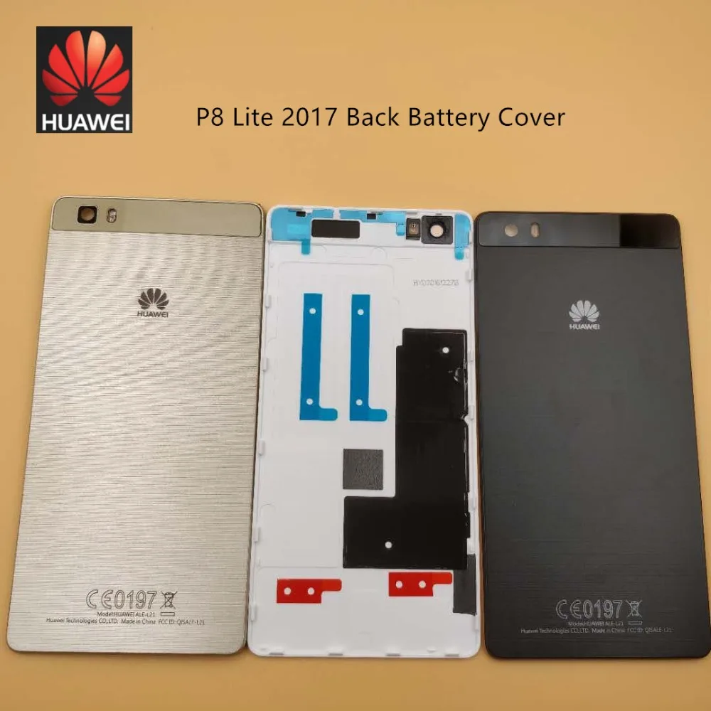 Оригинал Huawei P8 Lite 2017 Задняя крышка батареи задняя дверь для P9Lite стеклянная Корпус