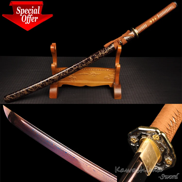 Фэнтезийный меч полностью кованый вручную дамасский сложенный стальной катана