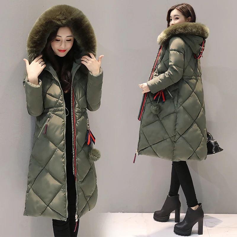 

MoYan Women Parkas Winter jacket Warm Thicken Long Hooded Cotton Padded Parkas Causal Female Big Fur Jacket Coat M-3XL