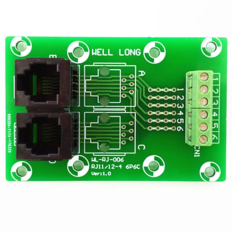 

Двухсторонняя коммутационная плата RJ11/RJ12 6P6C Jack, Клеммная колодка, соединитель.