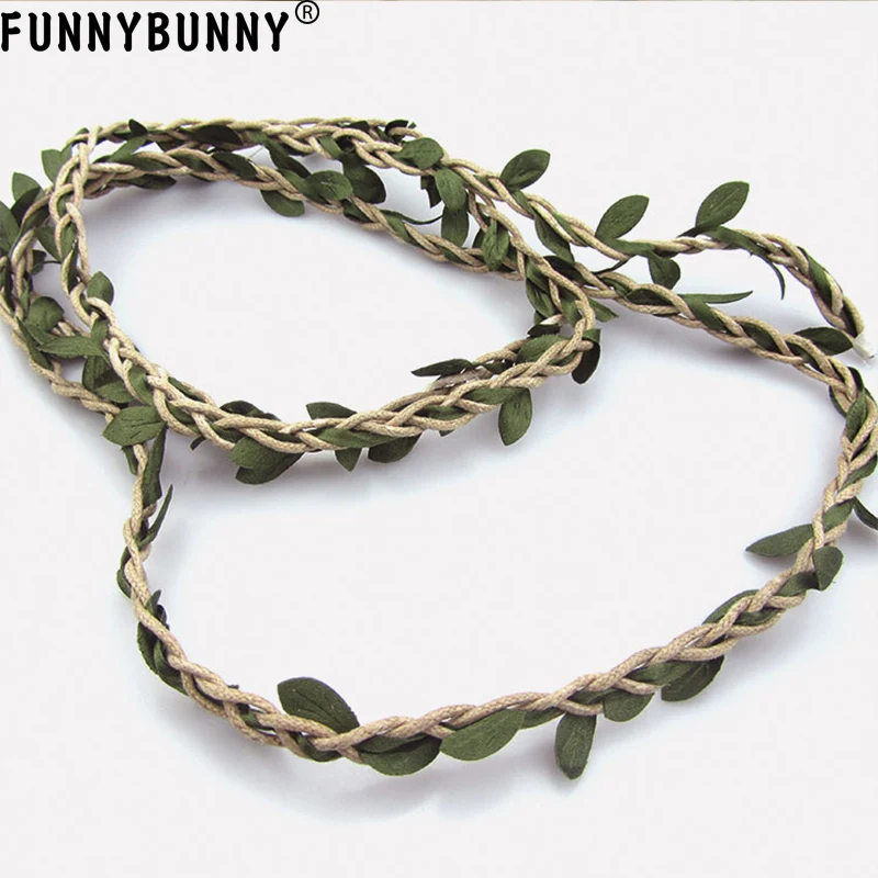 FUNNYBUNNY Natural Leaves Twine String Burlap Leaf Ribbon Artificial Green Braided Decorated Vine Crafting Party Decor | Дом и сад