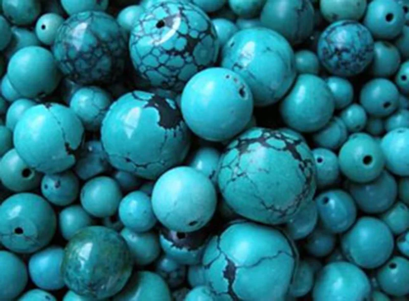 JYX Ping buckleTurquoise ожерелье 6-10 мм ярко-синее круглое бирюзовое ожерелье AAA ручной работы ожерелье из бус из драгоценного камня 25,5"