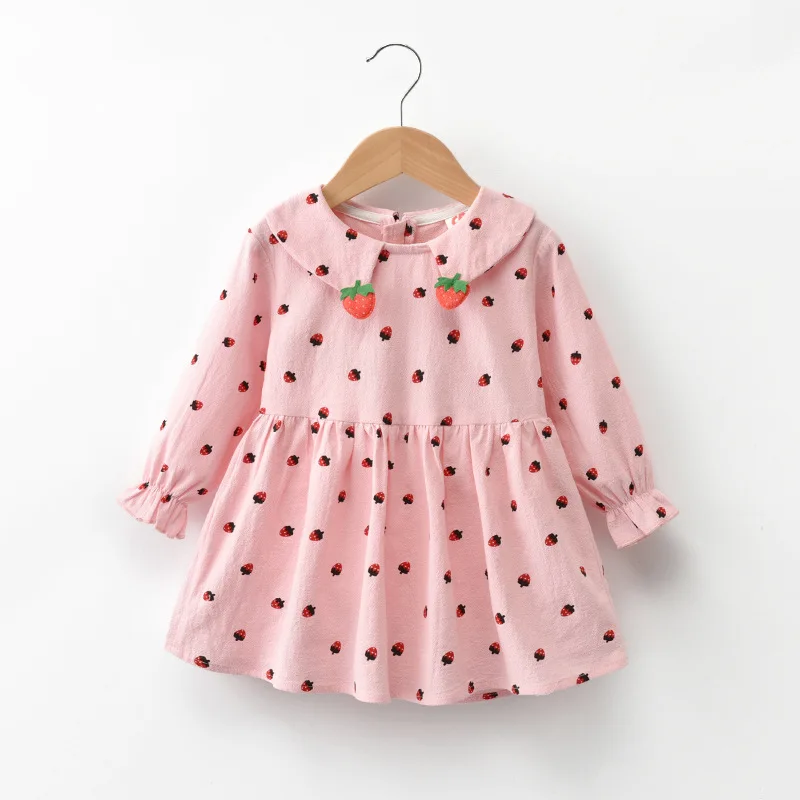 Платье для девочек с длинным рукавом Детская одежда цветочным рисунком Платья