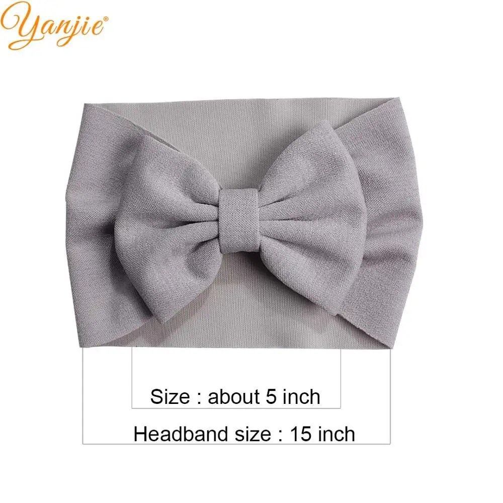 Модный Топ повязка на голову 5 дюймов банты для волос ребристая ткань одноцветная