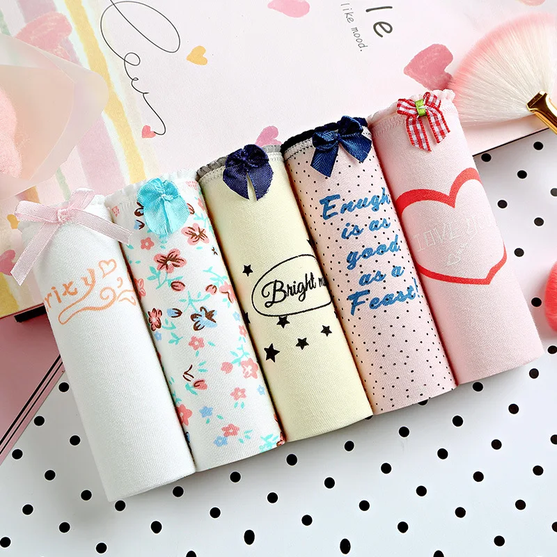 Трусики 5 шт./лот Для женщин трусы сексуальные трусики нижнее белье из хлопка с