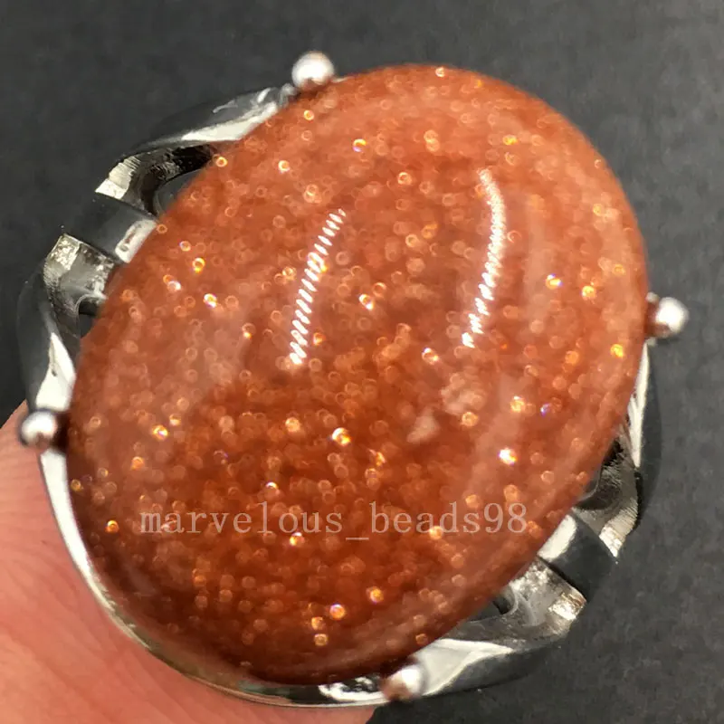 Лазурит Тигры глаз опал Малахит золотой камень кристалл Jaspe Jad Howlite Синий Песок для женщин и мужчин кольцо 7~ 1"(США) регулируемый WB563 - Цвет основного камня: Goldstone MC6143