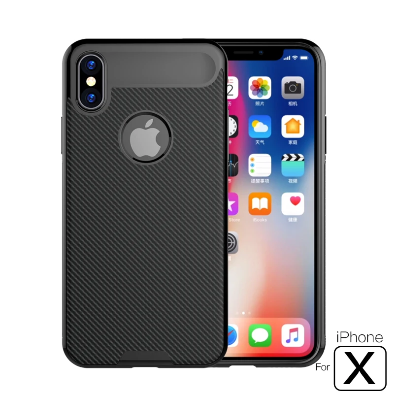 Черный шикарный Телефонные Чехлы для iPhone X ультра тонкий мягкий силиконовый