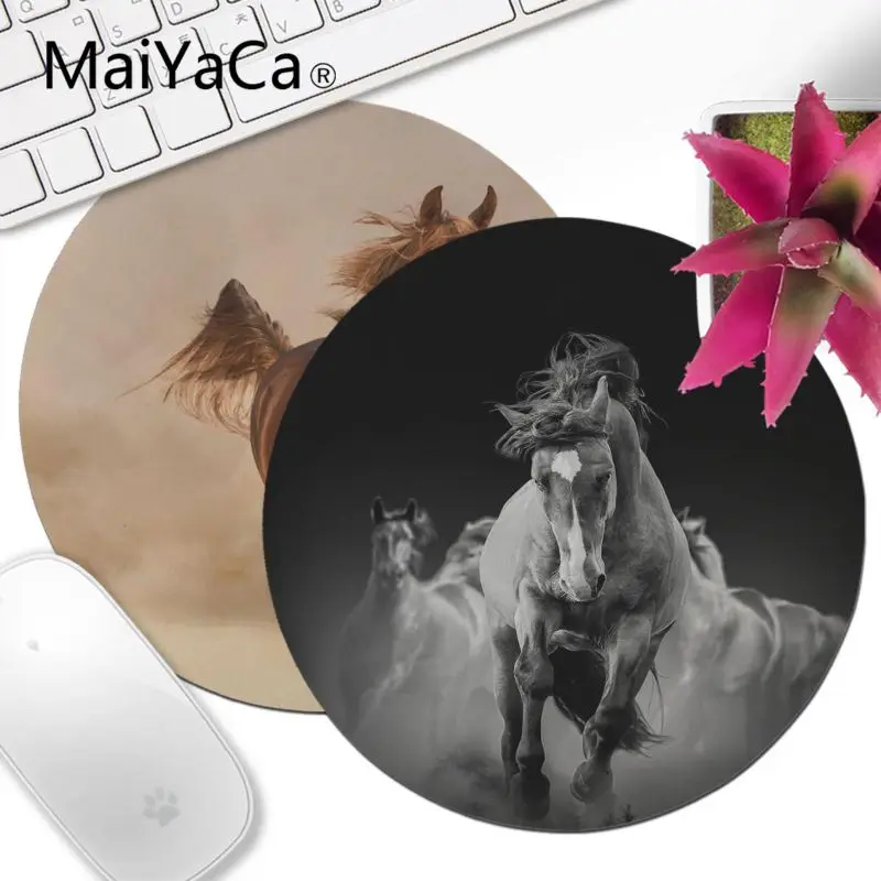 Игровые коврики MaiYaCa дикая лошадь бег резиновый коврик для мыши диаметр 20x20 см 22x22