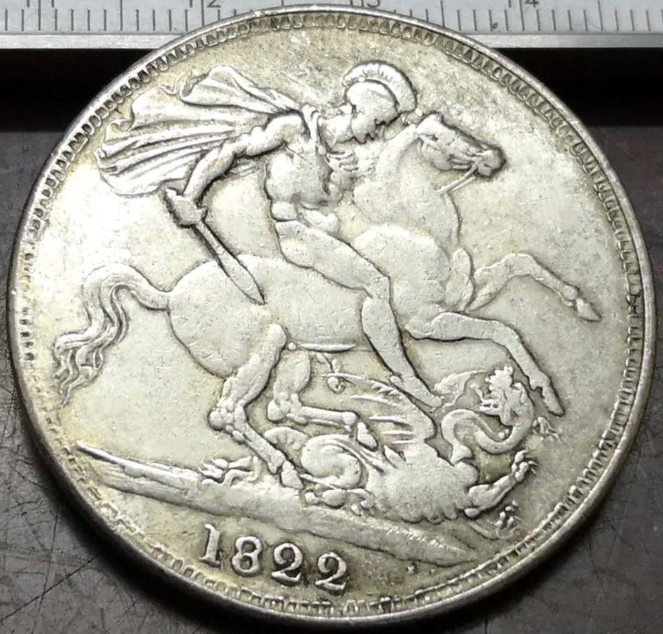 1822 Великобритания 1 Корона Джордж IV сделано в 92.5% чистого серебра|Безвалютные