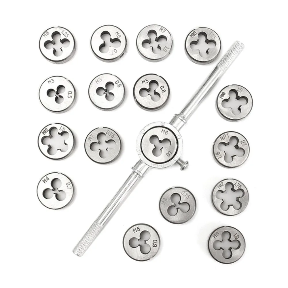 40pcs/set tap die set M3-M12 Screw Thread Metric Taps wrench Dies screw Threading hand Tools Alloy Metal with bag Quality | Инструменты