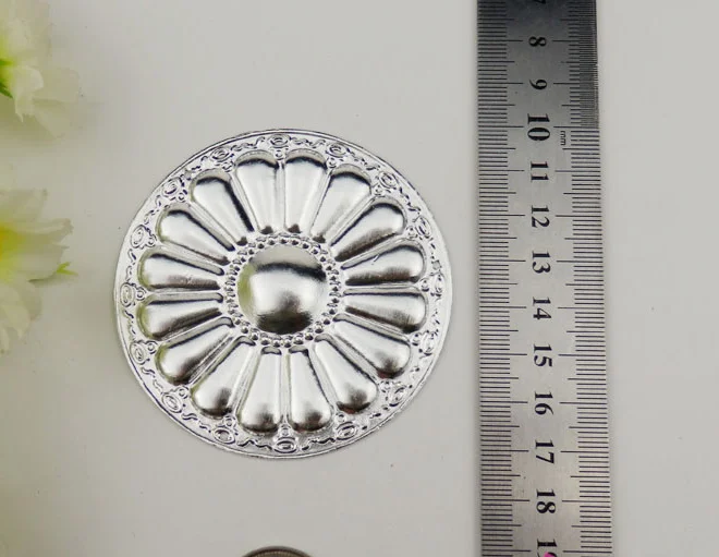 Серебряные аксессуары серебряный орнамент ювелирные изделия Silverwork 3D Цветочная аппликация кольца серебряные планки Diy ручной работы 20 шт./лот