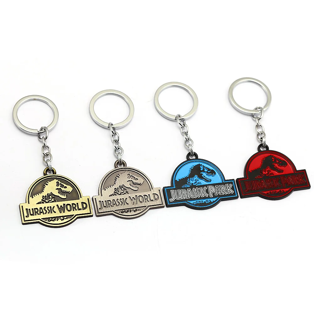 

Movie Jurassic World Fallen Kingdom Keychain Jurassic Park Key Pendant Dinosaur Metal Keyrings Car Bag Key Chain Fashion Jewelry
