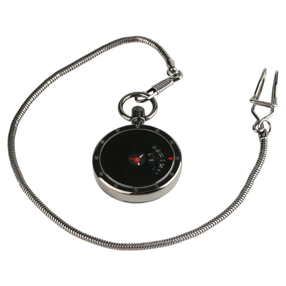 Vintage Retro Black Hollow Small Second Disk Movement Quartz Pocket Watch Pendant Gift With Chain Watches | Наручные часы