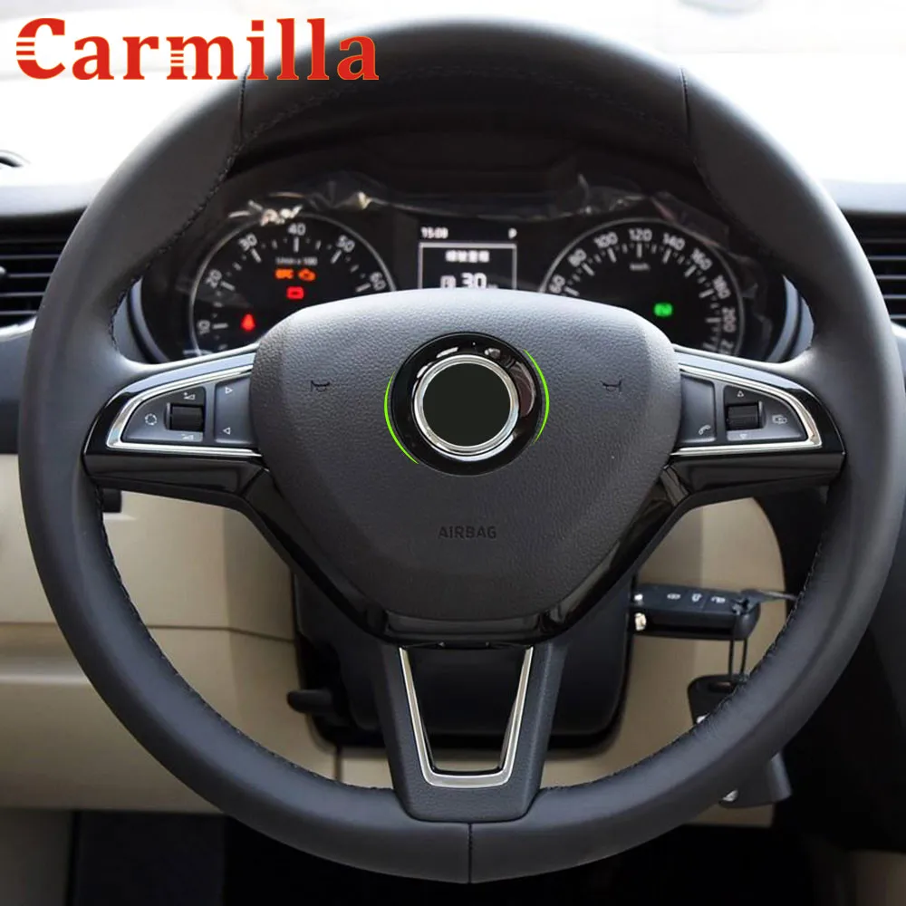 Черная декоративная накладка на руль Carmilla для Skoda Octavia Superb 2014 2015 2016 Yeti Октавия
