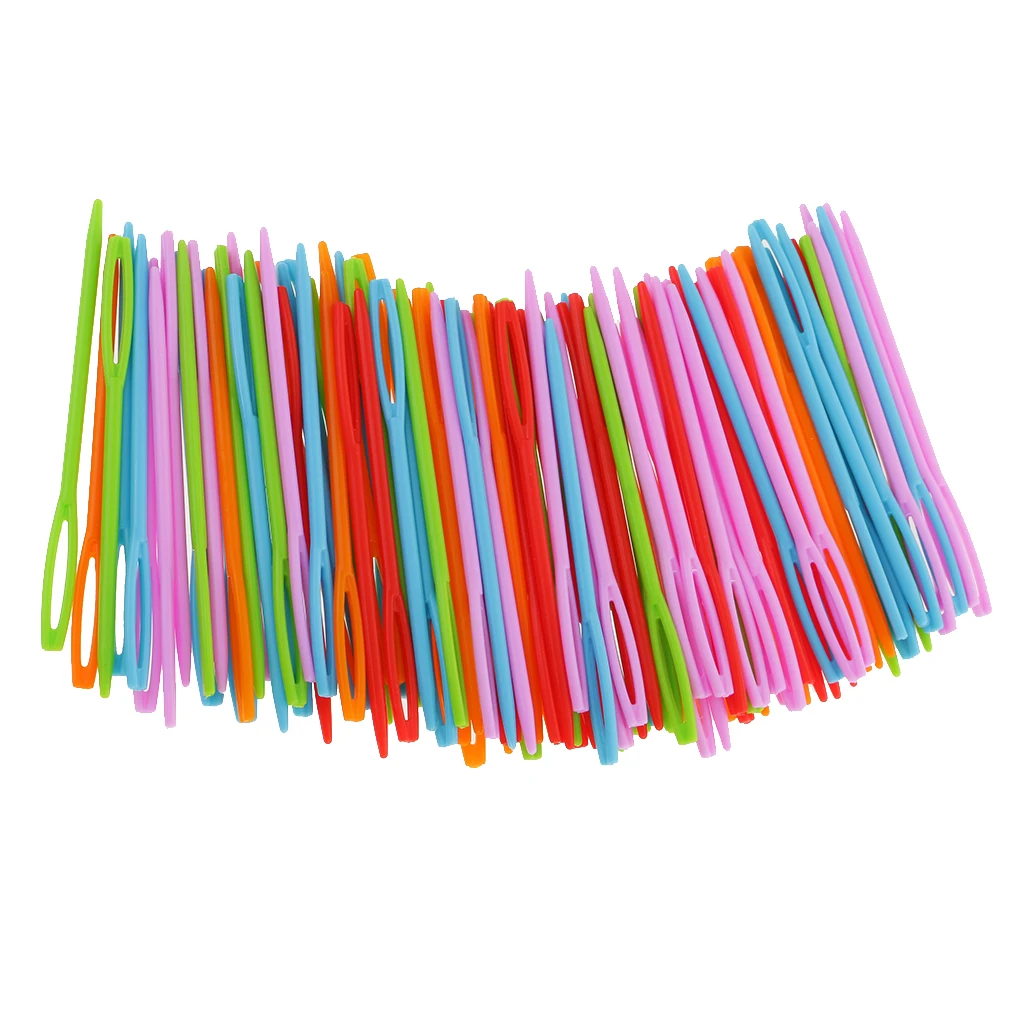 100pcs/set 7cm Plastic Sewing Needles Multicolor Weaving for Kid Wool Cross Stitch Knitting Crochet DIY Crafts Supplies | Дом и сад