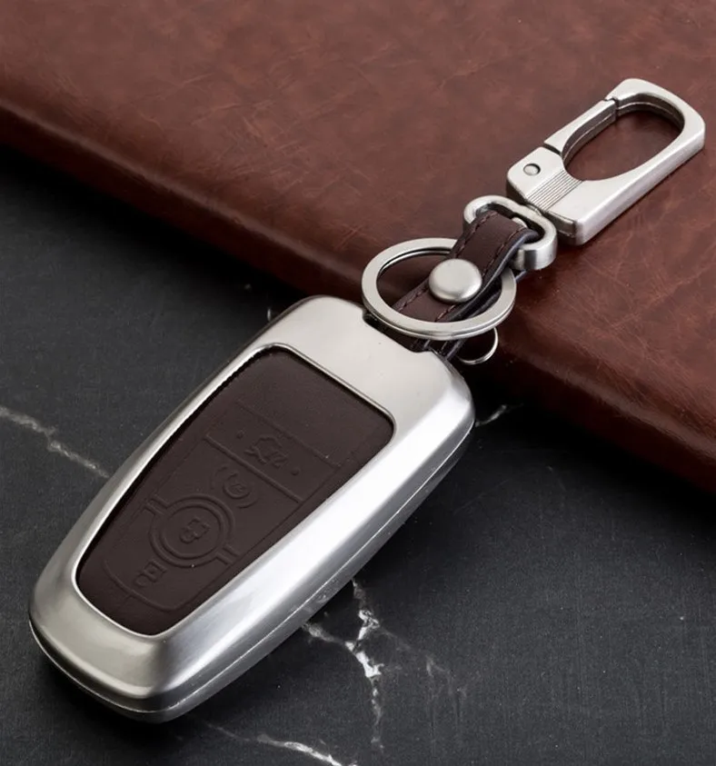 4 button brown Подарочный автомобильный брелок для ключей, держатель цепи для Ford Mondeo Explorer Edge Expedition F-450 F-350 F250 F150 Fusion Mustang Everest - Название цвета: 4 button brown