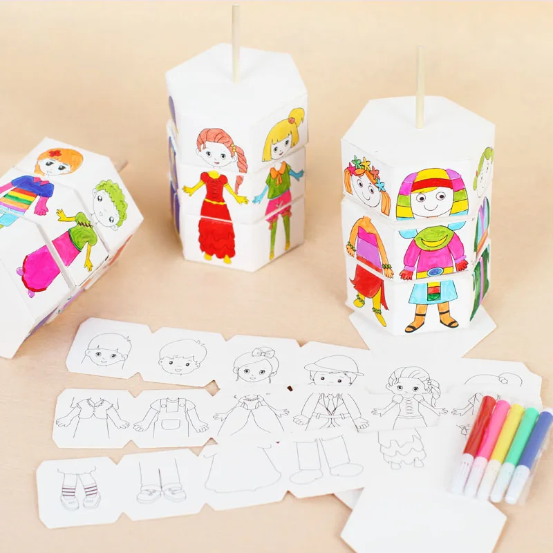 Happyxuan 3 комплекта DIY вращать платье-вверх воды раскраска игрушки Живопись Дети